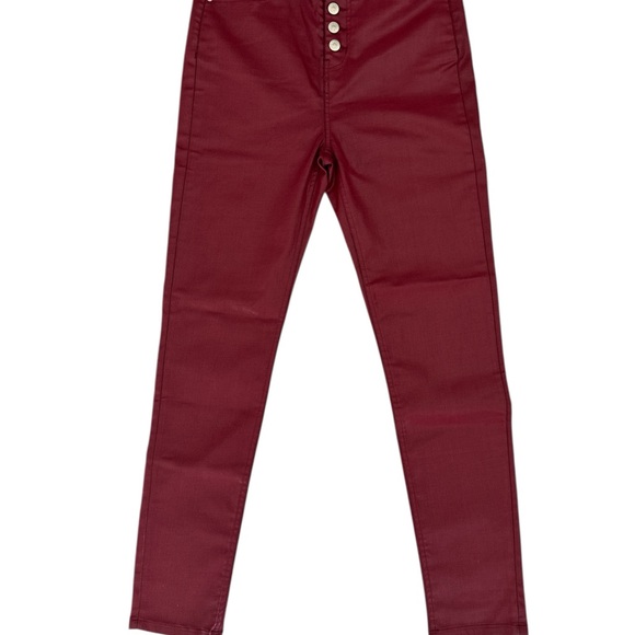 The Kooples high-rise faux leather skinny jeans in dark red BNWT size 29 - Picture 4 of 8